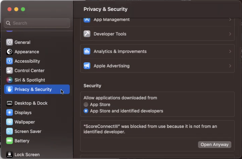 Allow ScoreConnectIII to run